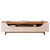 Rack Para Sala Bancada De Tv 75 Pol 219cm Pés Madeira Giulia D04 Off White/freijó - Mpozenato