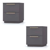 Mesa De Cabeceira 2 Gavetas 50cm Kit 2 Dubai Fendi   - Vila Rica