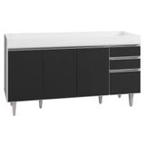 Balcão Gabinete Para Pia Sem Tampo 150cm Marrocos Branco/preto - Lumil