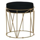 Puff Decorativo Sala De Estar Base Gold Chloe Veludo Preto - Gran Belo