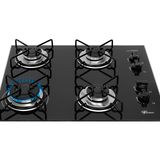 Cooktop A Gás Fischer 4 Bocas Fit Line Trempe Esmaltada Aramado Preto