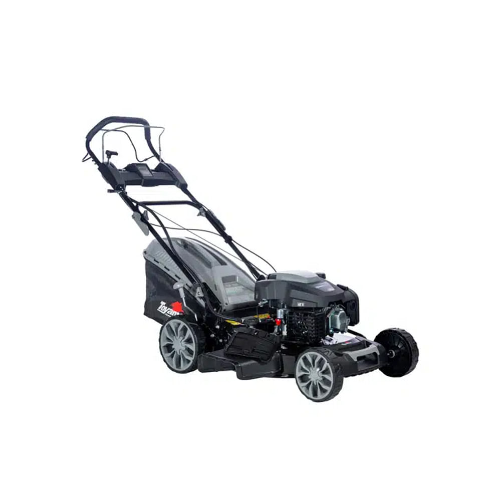 Cortador De Grama Gasolina Toyama 4t 7.5hp Partida Elétrica 56cm De Corte Roda Alta E Saida Lateral