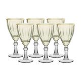Taças Para Água E Vinho De Vidro Dominic Verde Com Borda Dourada 275ml 6 Peças Hauskraft