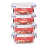4 Pote Hermético Vidro Borossilicato 330ml Hauskraft Prt-330
