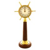 Relógio De Mesa Decorativo Em Metal E Madeira Dourado Royal Decor