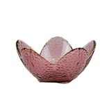 Bowl De Cristal Martelado Com Borda Dourada Taj Flor Roxa 12 X 6,3cm We Make