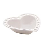 Bowl De Cerâmica Coração Branco 19,9x18,5x5cm Lyor