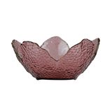 Bowl De Cristal Martelado Com Borda Dourada Taj Flor Roxa 16 X 8cm