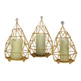 Trio Castiçal Dourado Ontario Com 3 Peças We Make
