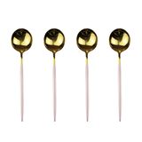 Jogo Colheres Slim Rosa E Dourado Com 4 Peças We Make