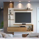 Painel Para Tv Home Suspenso Ambiente Maragogi Off White Freijó - Colibri