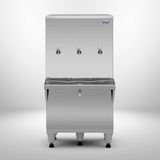 Bebedouro De Coluna Industrial 3 Torneiras 100 Litros Frisbel Ra10 Inox 220v