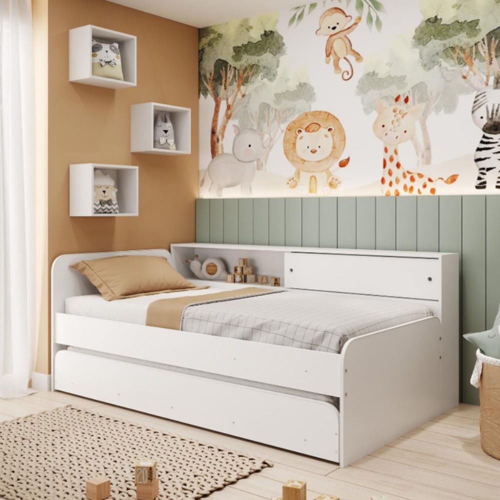 Bicama Infantil Solteiro Com Módulo Lateral Caracol Movelbras