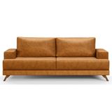 Sofá 3 Lugares 200cm Living Pés Curvos Santi D05 Sintético Whisky - Mpozenato