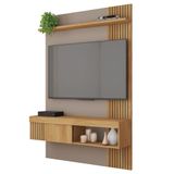 Painel Para Tv 45 Pol Com Bancada Suspensa 120cm Jade Buriti/fendi - Caemmun