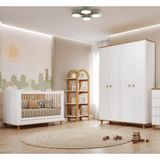 Quarto De Bebê Completo Berço E Guarda Roupa 4 Portas 100 Mdf Lívia Permobili