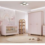 Quarto De Bebê Completo Berço E Guarda Roupa 4 Portas 100 Mdf Lívia Permobili