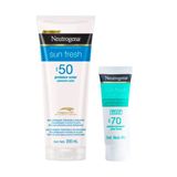 Kit Protetor Solar Fps50 200ml+protetor Solar Facial Sem Cor Derm Care Fps70 40g Neutrogena Sun Fresh