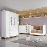 Quarto De Bebê Guarda Roupa Berço E Cômoda Aconchego Henn