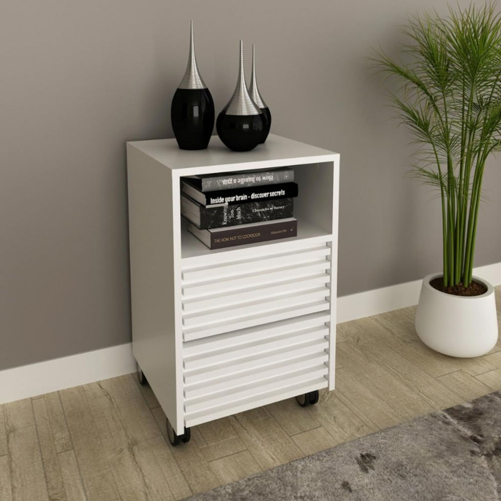 Gaveteiro Para Escritório Ripado Com Rodizio 2 Gavetas Me4175 Tecno Mobili