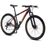 Bicicleta Aro 29 Krw Alumínio 24 Vel Freio A Disco X52 Quadro 15.5 Preto-amarelo E Vermelho