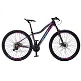 Bicicleta Aro 29 Krw Alumínio 27 Vel Freio A Disco Suspensão Dianteira S7 15.5 Preto-rosa E Azul