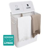Cesto De Roupas Com Divisória Roupeiro Bambu Retangular Artiko Pratic+ Com Tampa 105l - Branco