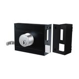 Fechadura Stam 701/100 Portão Sobrepor Preto Fosco/inox