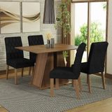 Conjunto Sala De Jantar Mesa Tampo De Madeira 4 Cadeiras Gisele Madesa Rustic/oxford