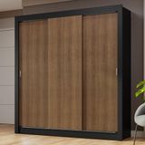 Guarda-roupa Casal 3 Portas De Correr Preto/rustic Nobre Madesa