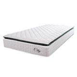 Colchão Solteiro Molas Ensacadas City Pillow Top 88x188x23cm Branco/preto Hellen - Suporta Até 110kg Por Pessoa