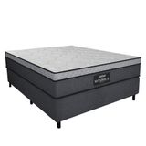 Cama Box Casal Colchão Gazin Maximus Molas Ensacadas 138x188x62cm Linho Grafite-preto Suporta Até 120kg Por Pessoa