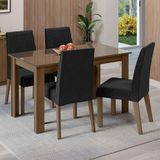 Conjunto Sala De Jantar Mesa Tampo De Vidro 4 Cadeiras Rustic/oxford Antônia Madesa