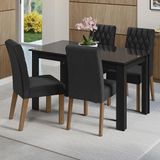 Conjunto Sala De Jantar Mesa Tampo De Vidro 4 Cadeiras Preto/oxford Celina Madesa