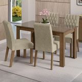 Conjunto Sala De Jantar Mesa Tampo De Vidro 4 Cadeiras Rustic/imperial Celina Madesa