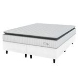 Cama Box Colchão Casal Queen Molas Ensacadas City Pillow Top 158x198x61cm Linho Branco / Preto Hellen Branco/pre
