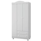Guarda Roupas Infantil Para Quarto Bebê 3 Portas 2 Gavetas Lara Branco J&amp;a Branco