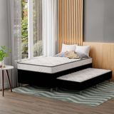 Cama Box Conjugada Solteirão Premier Unibox Molas Ensacadas (63x108x198) Com Cama Auxiliar Preta