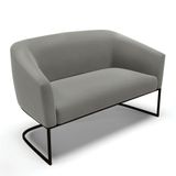 Sofá Namoradeira 2 Lugares Base Industrial Preto Stella Suede D03 - D&#39;rossi Cor Grafite