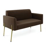 Sofá Namoradeira 2 Lugares Pé De Ferro Dourado Marisa Suede Marrom D03