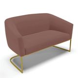 Sofá Namoradeira 2 Lugares Base Industrial Dourado Stella Veludo D03 - D&#39;rossi Cor Rose
