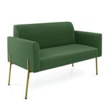 Sofá Namoradeira 2 Lugares Pé De Ferro Dourado Marisa Suede Verde D03