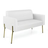 Sofá Namoradeira 2 Lugares Pé De Ferro Dourado Marisa Corino Branco D03