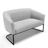 Sofá Namoradeira 2 Lugares Base Industrial Preto Stella Suede Cinza D03 - D&#39;rossi