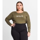 Blusa Manga Longa Feminina Plus Size Secret Glam Verde Plus G2