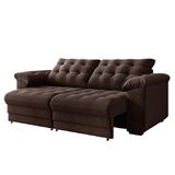 Sofá Retrátil E Reclinável Bipartido 3 Lugares 2,30m Suede Veludo Coliseu Selmer