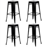 Kit 4 Banquetas Iron Ferro Tolix Churrasqueira Bar Cozinha Preto Fosco