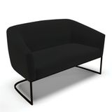 Sofá Namoradeira 2 Lugares Base Industrial Preto Stella Linho D03 - D&#39;rossi Cor A79 Preto