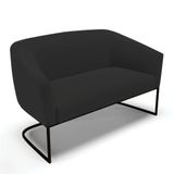 Sofá Namoradeira 2 Lugares Base Industrial Preto Stella Veludo D03 - D&#39;rossi Cor Preto