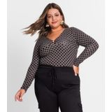 Blusa Feminina Manga Longa Plus Size Secret Glam Preto Plus G2